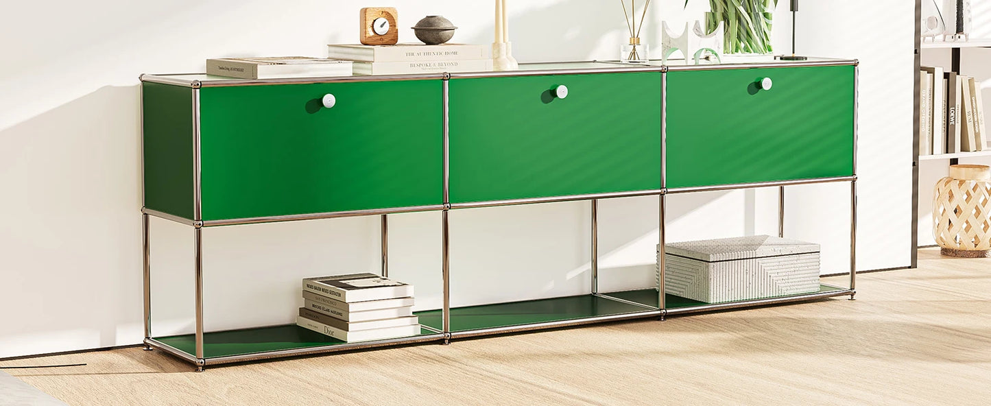 Modern Storage Cabinet Stainless Metal