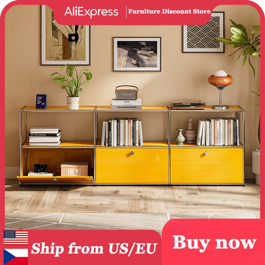 Modern Storage Cabinet Stainless Metal