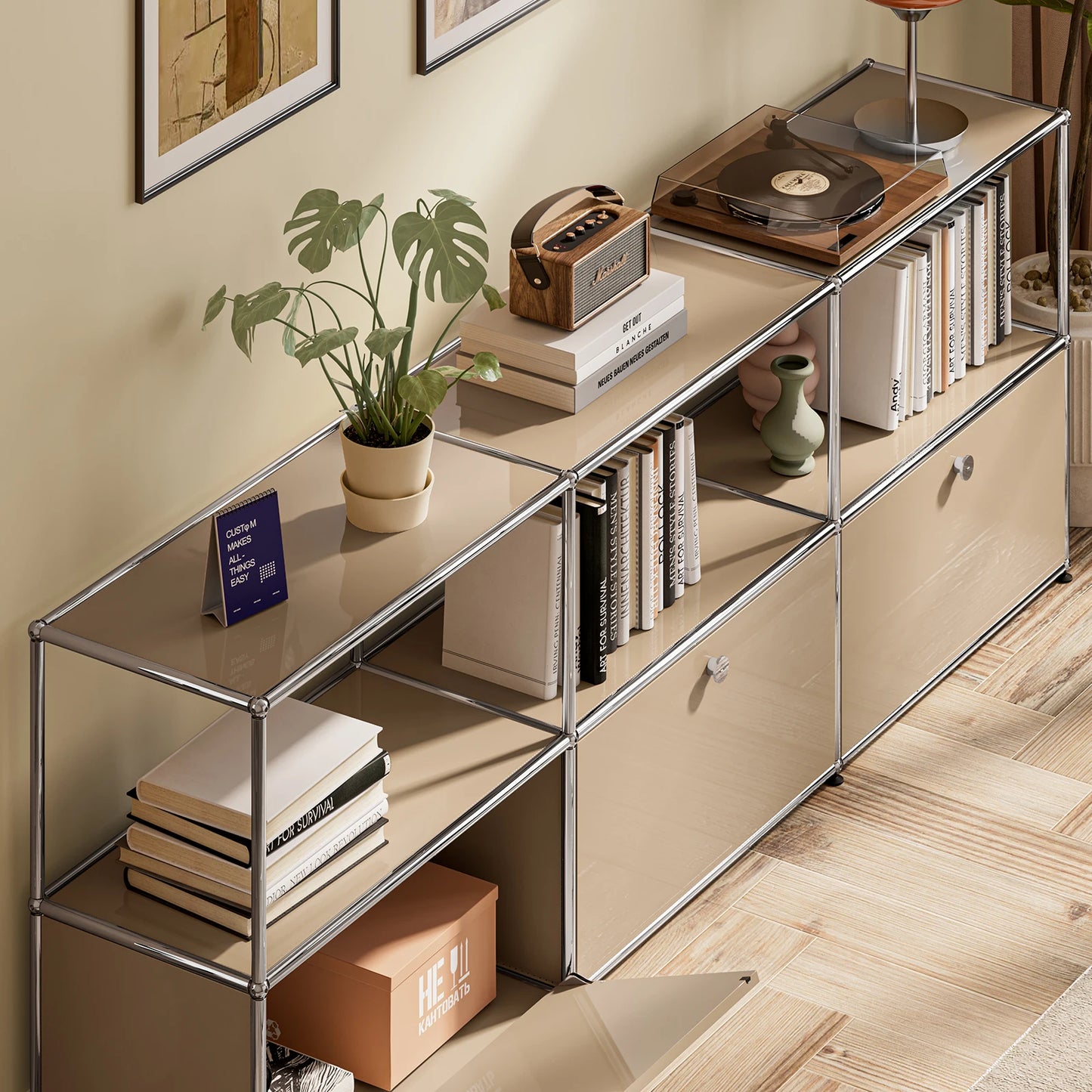 Modern Storage Cabinet Stainless Metal