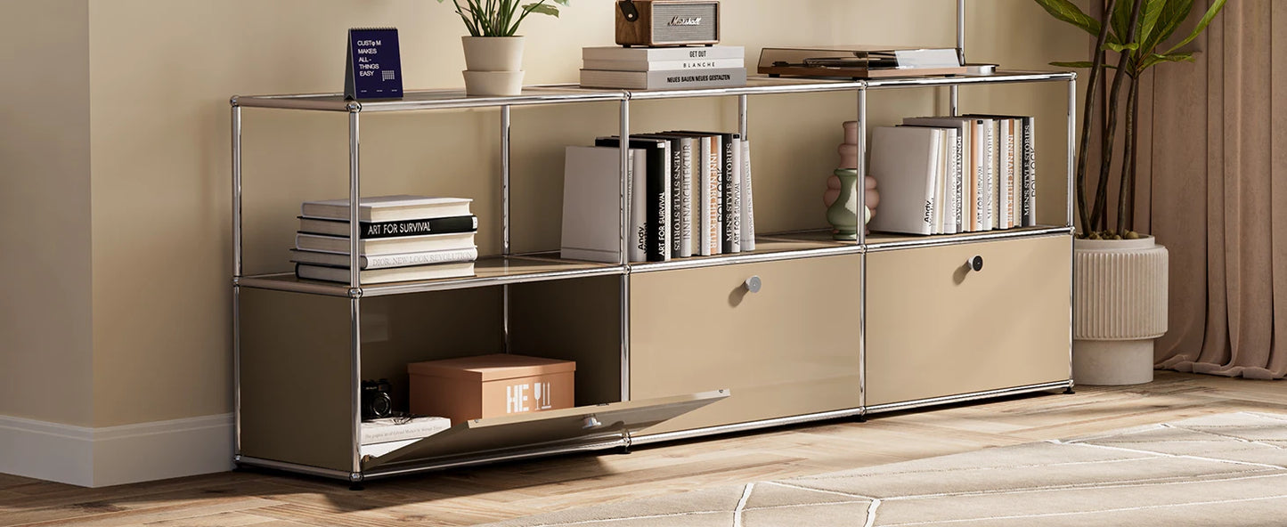 Modern Storage Cabinet Stainless Metal