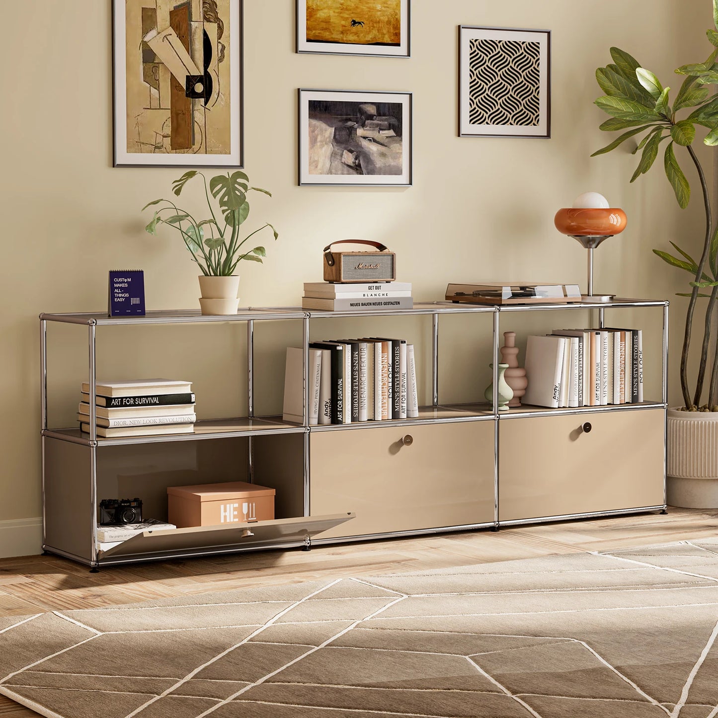 Modern Storage Cabinet Stainless Metal