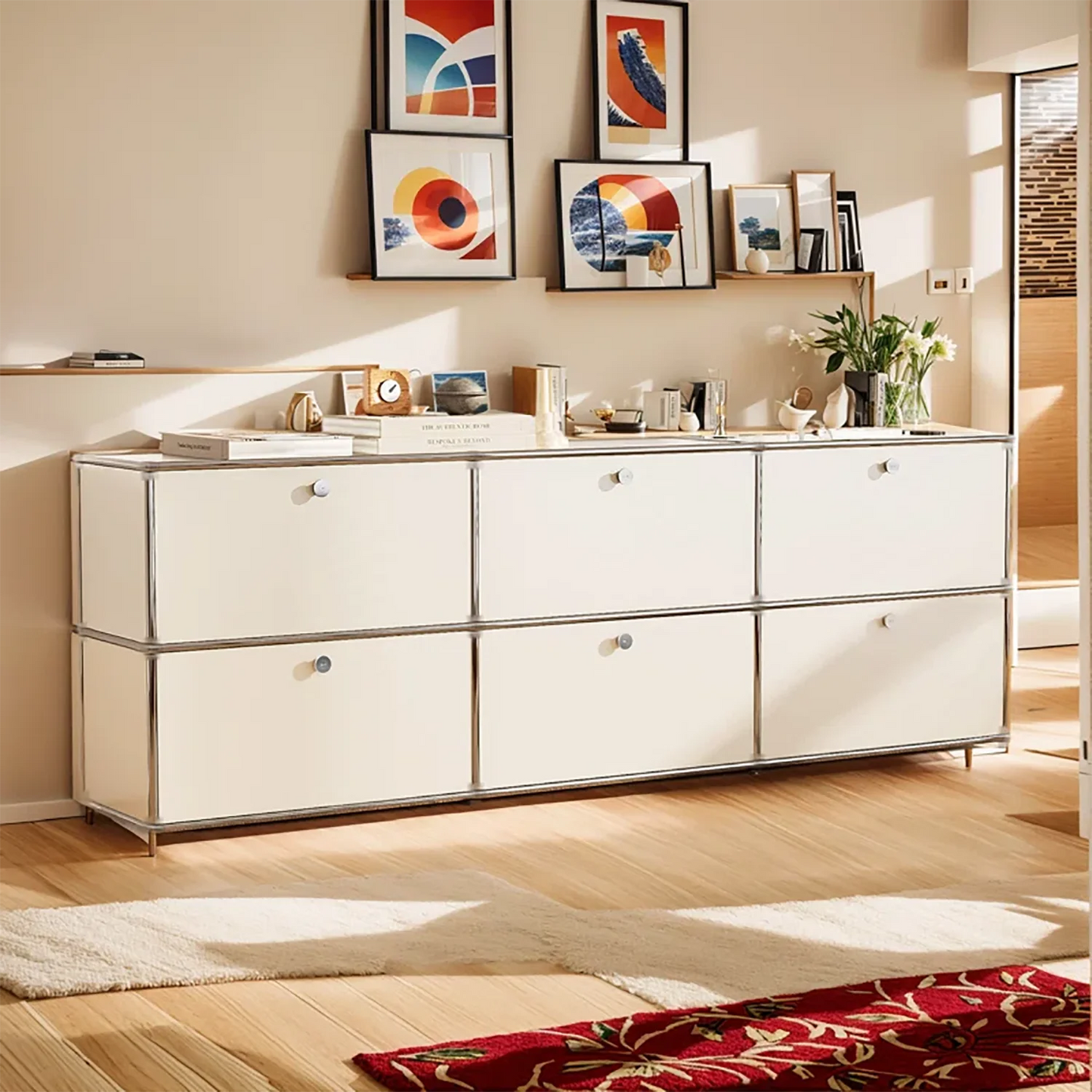 Modern Storage Cabinet Stainless Metal